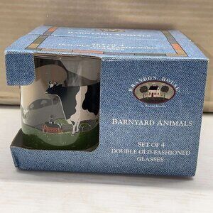 Set of 4 Barnyard Animals Sakura Warren Kimble Double Old Fashioned Tumblers